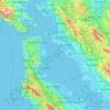 Topografische kaart San Francisco Bay, hoogte, reliëf