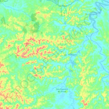 Topografische kaart Anchayaku, hoogte, reliëf