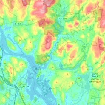 Topografische kaart Lyme, hoogte, reliëf