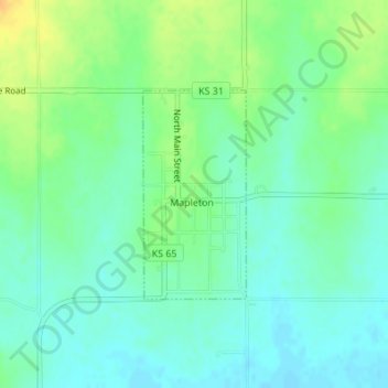 Topografische kaart Mapleton, hoogte, reliëf