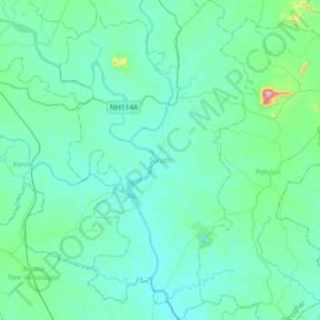 Topografische kaart Sarath, hoogte, reliëf