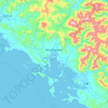Topografische kaart Boulouparis, hoogte, reliëf