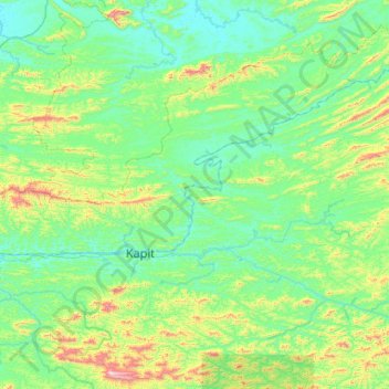 Topografische kaart Kapit, hoogte, reliëf