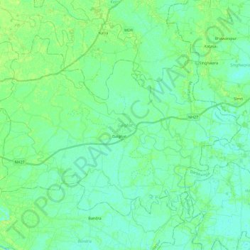 Topografische kaart Gaighat, hoogte, reliëf