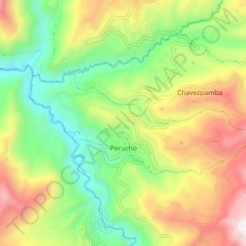 Topografische kaart Perucho, hoogte, reliëf