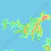 Topografische kaart Waiheke Island, hoogte, reliëf