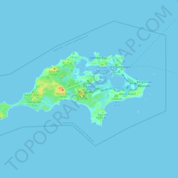 Topografische kaart Rottnest Island, hoogte, reliëf