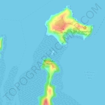 Topografische kaart Aua / King Billy Island, hoogte, reliëf