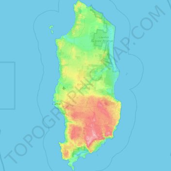 Topografische kaart King Island, hoogte, reliëf
