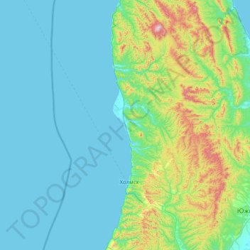 Topografische kaart Холмский городской округ, hoogte, reliëf