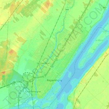 Topografische kaart Repentigny, hoogte, reliëf