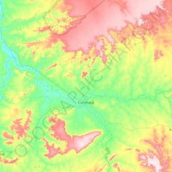 Topografische kaart Curimatá, hoogte, reliëf