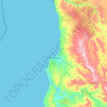 Topografische kaart Pichilemu, hoogte, reliëf