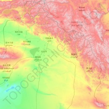Topografische kaart 阿勒泰地区, hoogte, reliëf