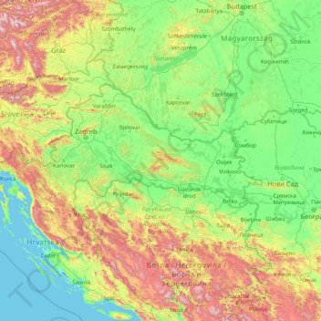 Topografische kaart Sava, hoogte, reliëf