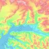 Topografische kaart Valdez, hoogte, reliëf