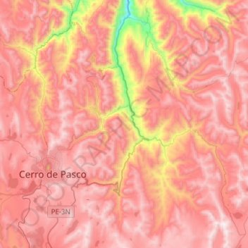 Topografische kaart Yanacancha, hoogte, reliëf