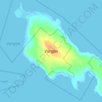 Topografische kaart Vargön, hoogte, reliëf
