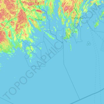 Topografische kaart Trosa kommun, hoogte, reliëf