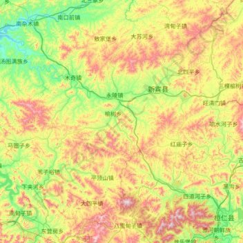 Topografische kaart 新宾满族自治县, hoogte, reliëf