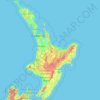 Topografische kaart North Island, hoogte, reliëf