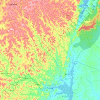 Topografische kaart Nazaré, hoogte, reliëf