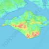 Topografische kaart Île de Wight, hoogte, reliëf