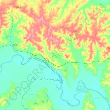 Topografische kaart Bexiga, hoogte, reliëf