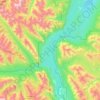 Topografische kaart Abraham Lake, hoogte, reliëf