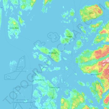 Topografische kaart Stavanger, hoogte, reliëf