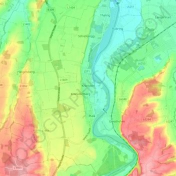 Topografische kaart Kronstorf, hoogte, reliëf