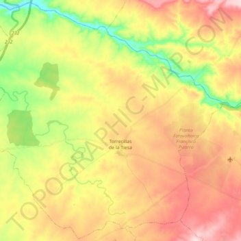 Topografische kaart Torrecillas de la Tiesa, hoogte, reliëf