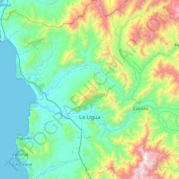 Topografische kaart La Ligua, hoogte, reliëf