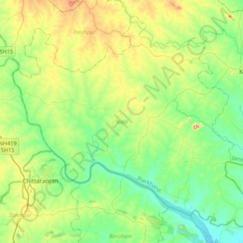 Topografische kaart Nala, hoogte, reliëf