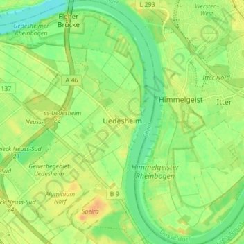 Topografische kaart Uedesheim, hoogte, reliëf