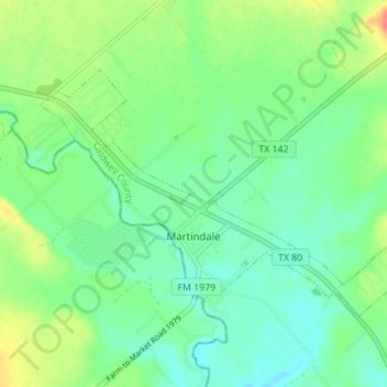 Topografische kaart Martindale, hoogte, reliëf