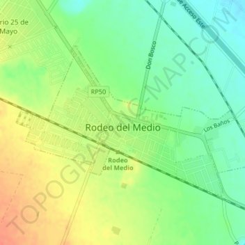 Topografische kaart Rodeo del Medio, hoogte, reliëf