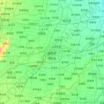 Topografische kaart Puyang, hoogte, reliëf
