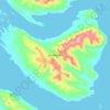 Topografische kaart Isla Wickham, hoogte, reliëf
