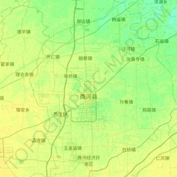 Topografische kaart Shanghe, hoogte, reliëf