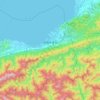 Topografische kaart Shikokuchuo, hoogte, reliëf