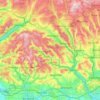 Topografische kaart Rhondda Cynon Taf, hoogte, reliëf