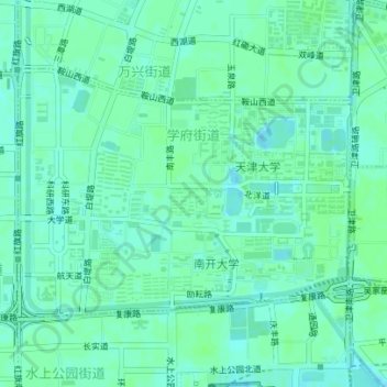 Topografische kaart Xuefu, hoogte, reliëf