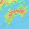 Topografische kaart Shikoku, hoogte, reliëf