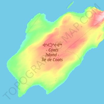 Topografische kaart Coats Island, hoogte, reliëf