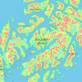 Topografische kaart Isla Jorge Montt, hoogte, reliëf