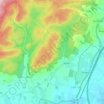 Topografische kaart Radon, hoogte, reliëf