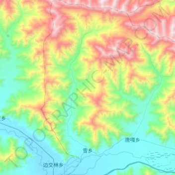 Topografische kaart 雪乡, hoogte, reliëf