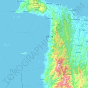 Topografische kaart Culasi, hoogte, reliëf