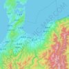 Topografische kaart Toyama Prefecture, hoogte, reliëf